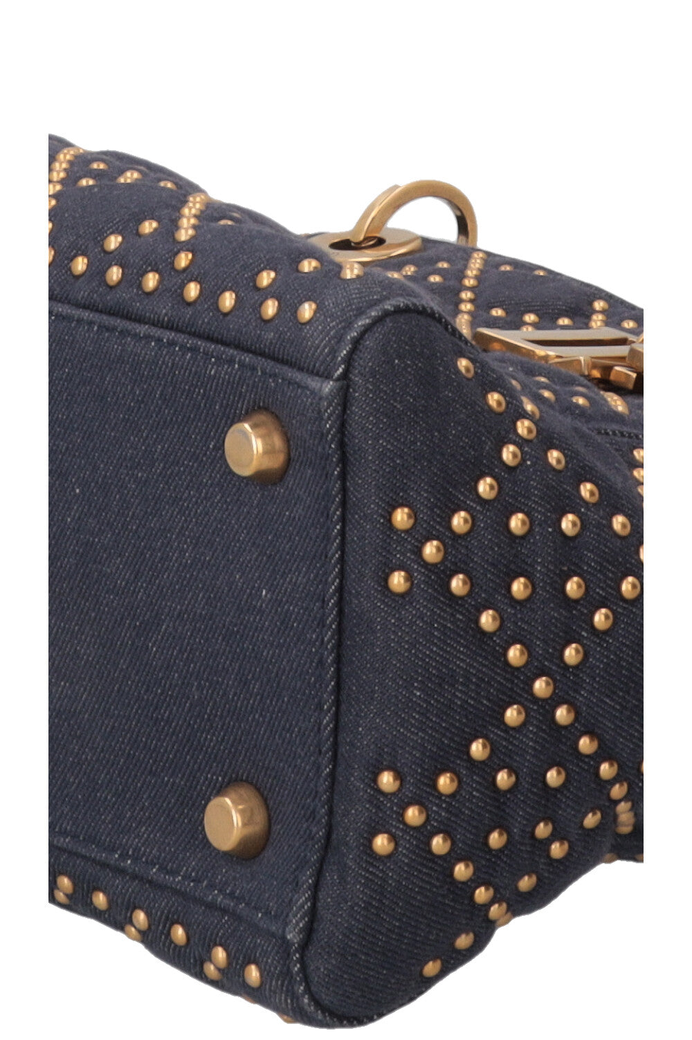CHRISTIAN DIOR Lady Dior Medium en jean bleu à clous