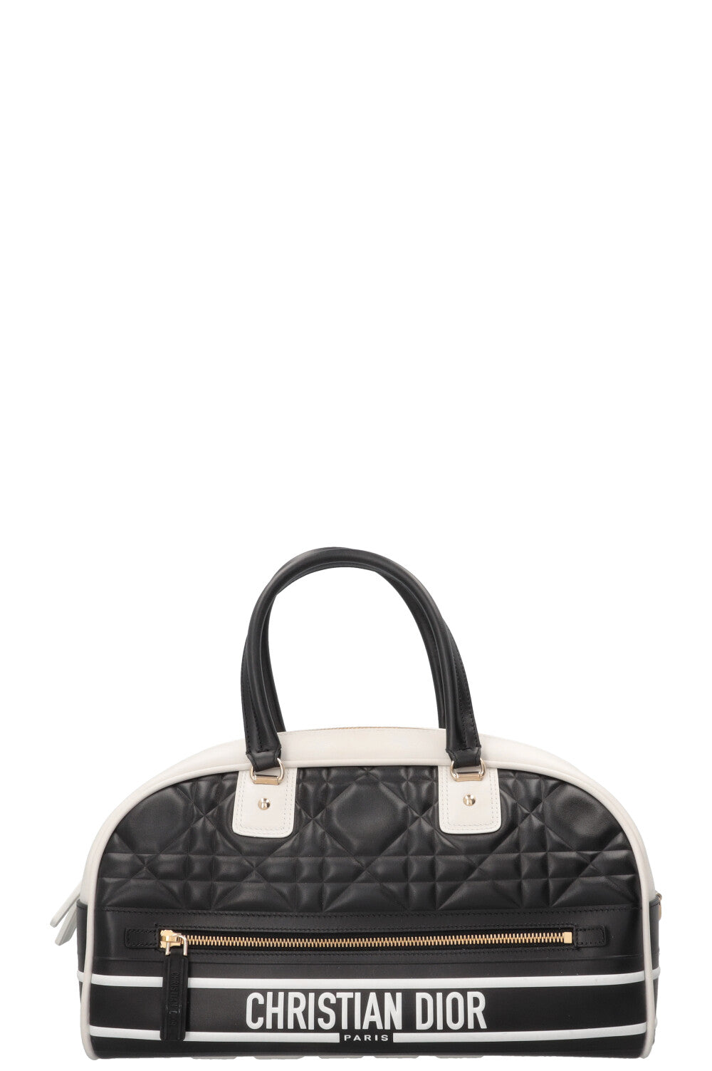 CHRISTIAN DIOR Medium Vibe Bowling Bag Calfskin Black