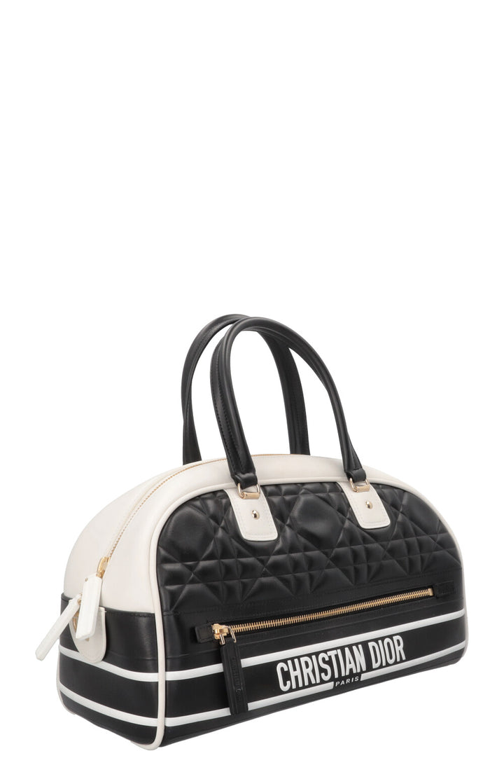 CHRISTIAN DIOR Medium Vibe Bowling Bag Calfskin Black
