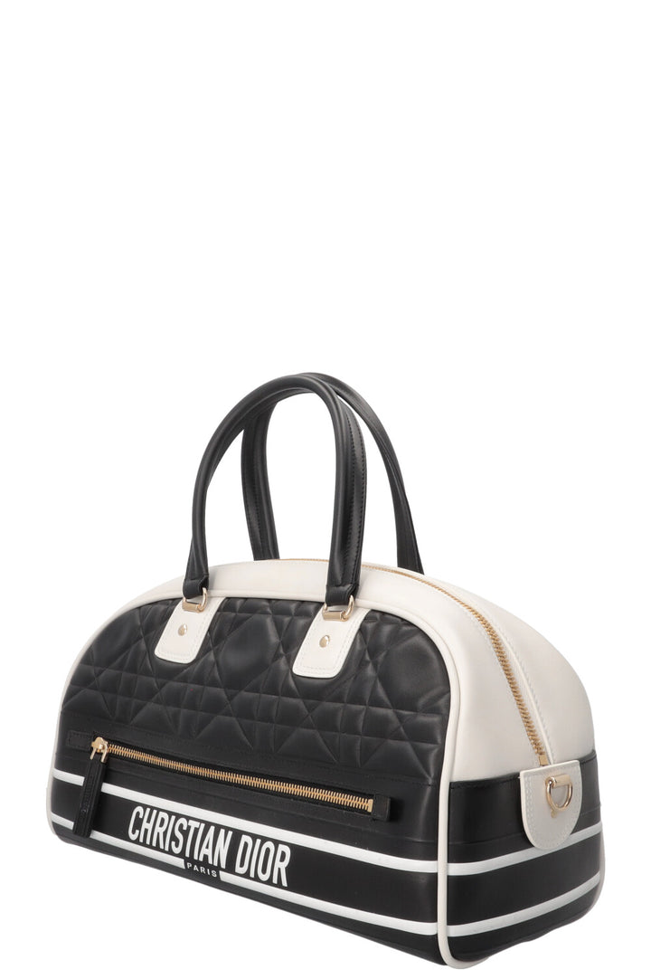 CHRISTIAN DIOR Medium Vibe Bowling Bag Calfskin Black