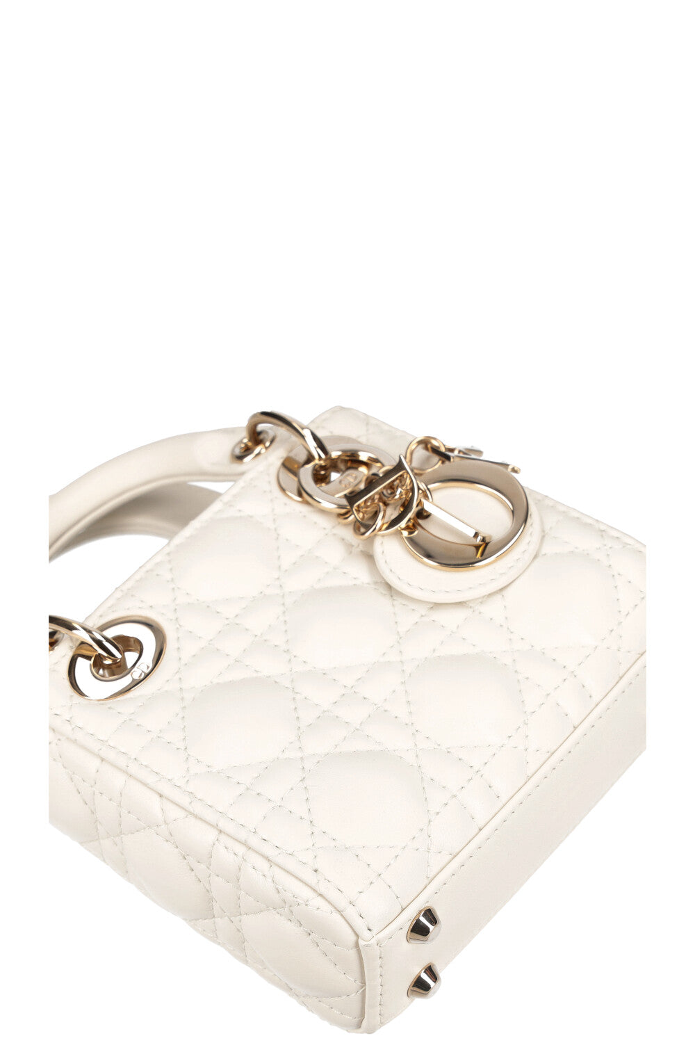 CHRISTIAN DIOR Micro Lady Dior Cannage White