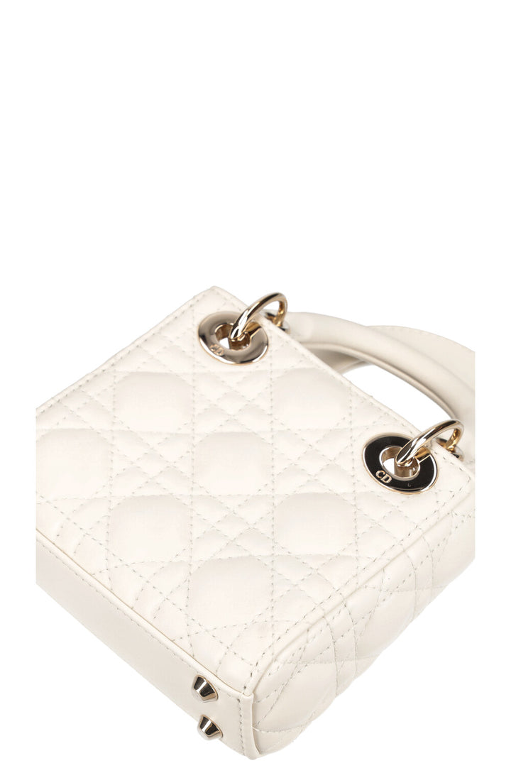 CHRISTIAN DIOR Micro Lady Dior Cannage White