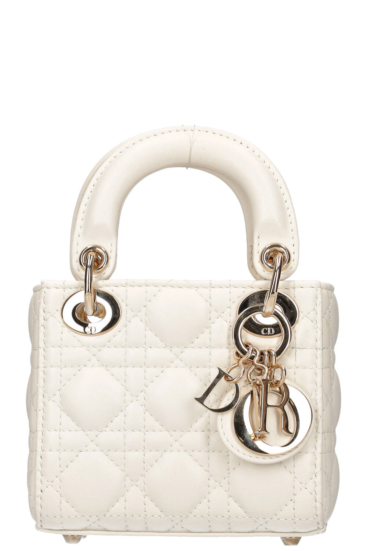 CHRISTIAN DIOR Micro Lady Dior Cannage White