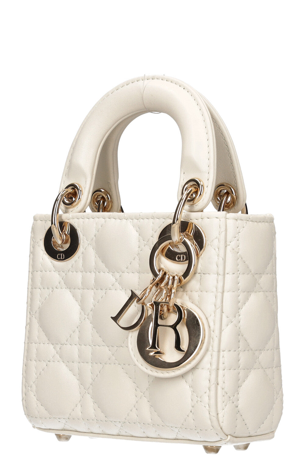 CHRISTIAN DIOR Micro Lady Dior Cannage White