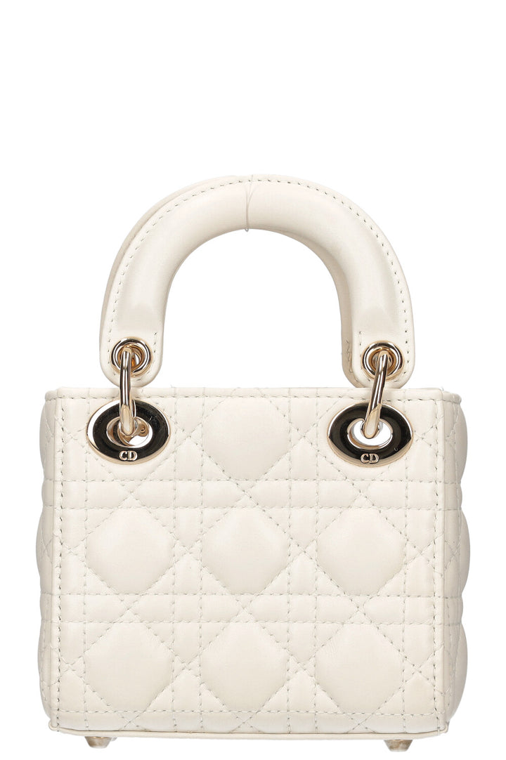 CHRISTIAN DIOR Micro Lady Dior Cannage White