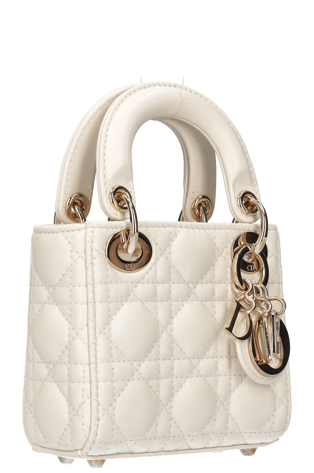 CHRISTIAN DIOR Micro Lady Dior Cannage White