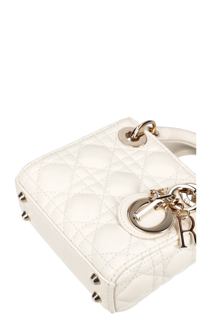 CHRISTIAN DIOR Micro Lady Dior Cannage White