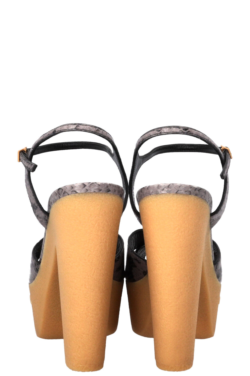 CHRISTIAN DIOR Muse Platform Sandals Python Embossed Grey