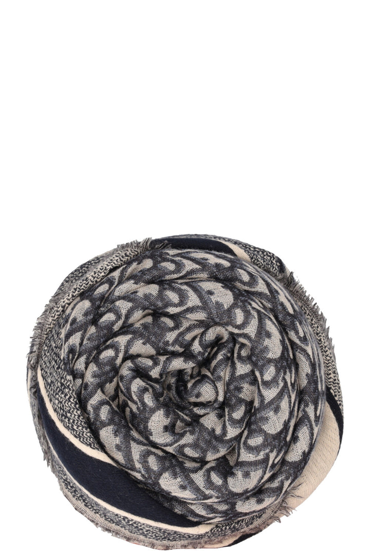 CHRISTIAN DIOR Oblique 140 Scarf Navy