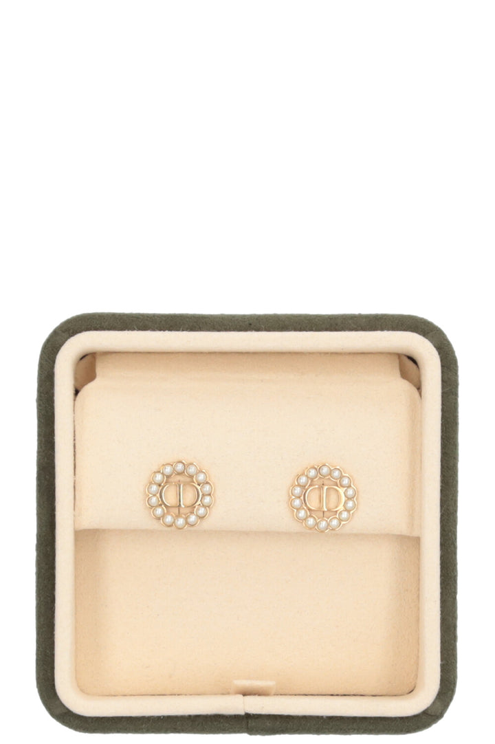 CHRISTIAN DIOR Petit CD Baroque Stud Earrings Pearls Gold
