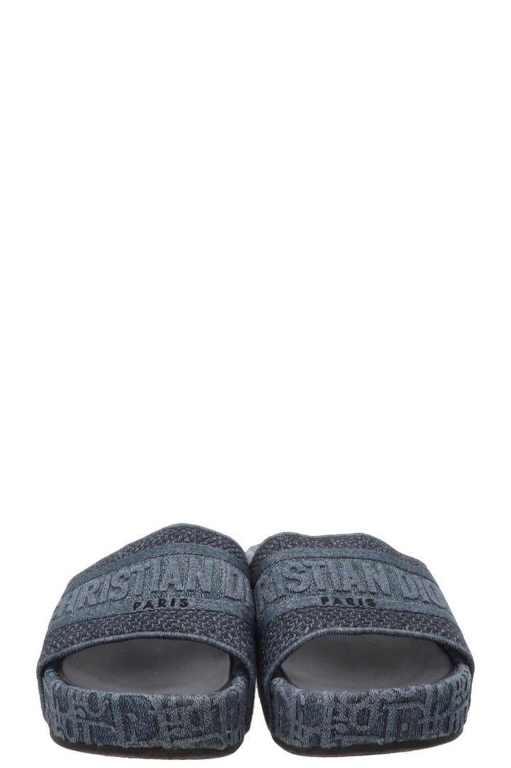 CHRISTIAN DIOR Platform Slides Denim Blue