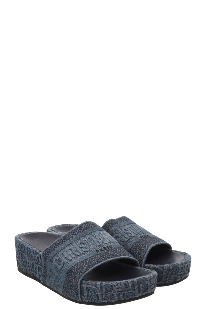 CHRISTIAN DIOR Platform Slides Denim Blue