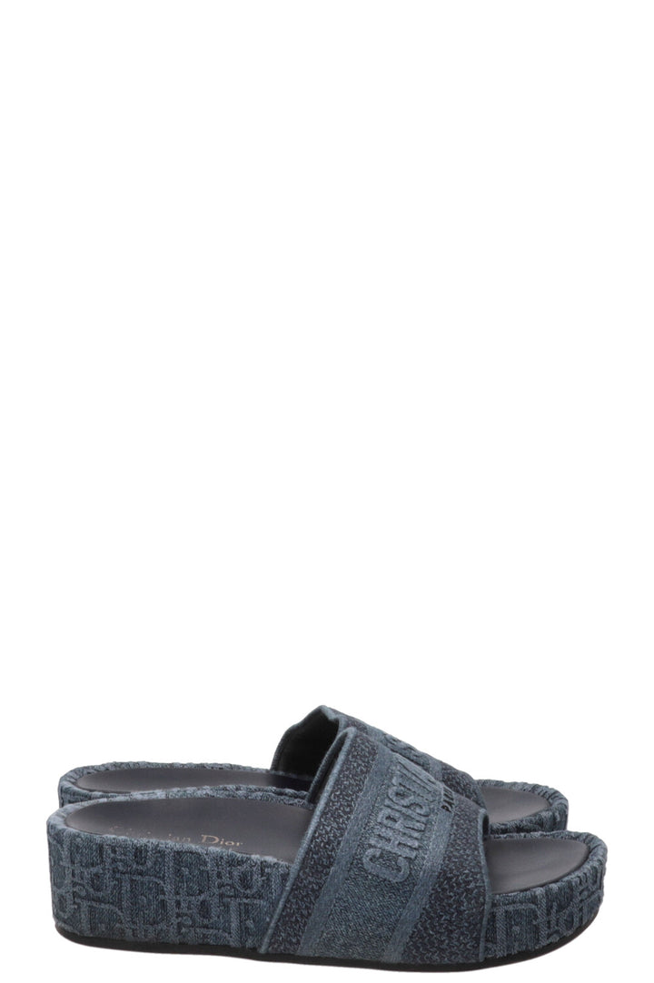 CHRISTIAN DIOR Platform Slides Denim Blue