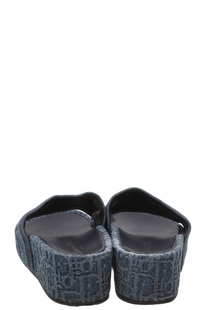 CHRISTIAN DIOR Platform Slides Denim Blue