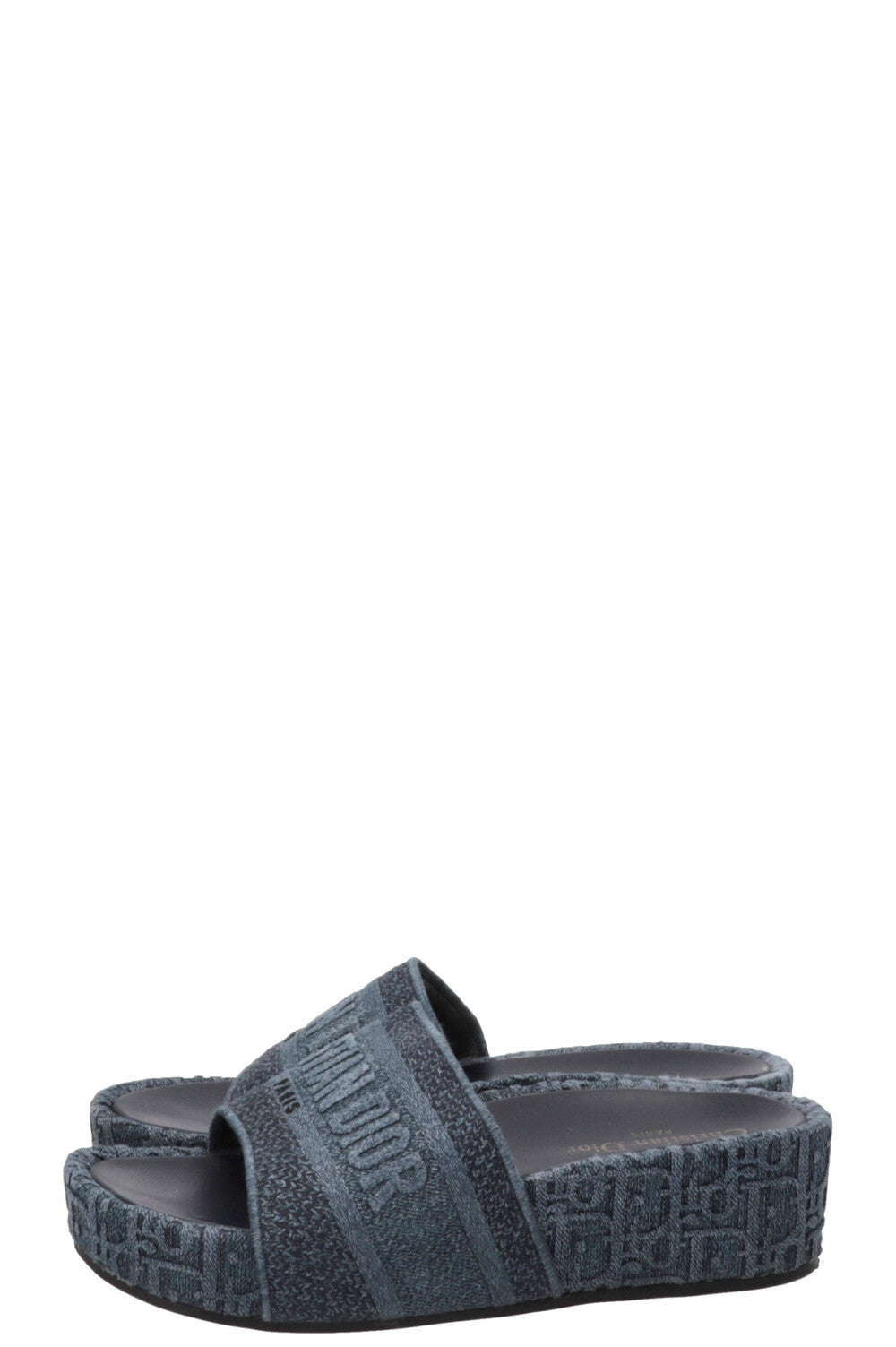 CHRISTIAN DIOR Platform Slides Denim Blue