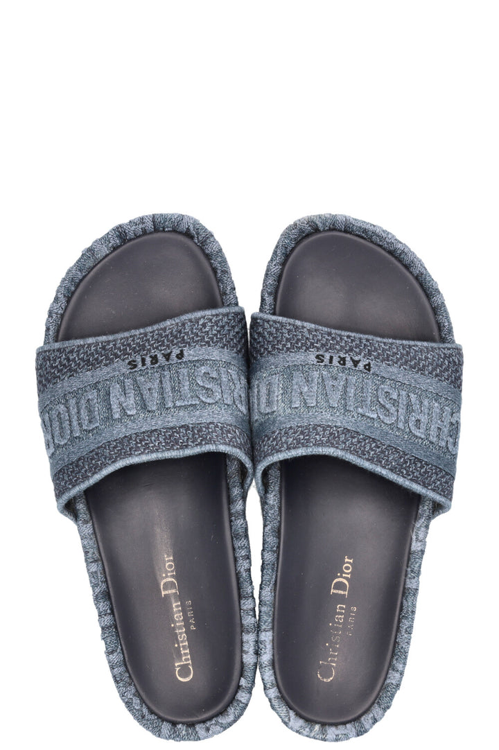 CHRISTIAN DIOR Platform Slides Denim Blue
