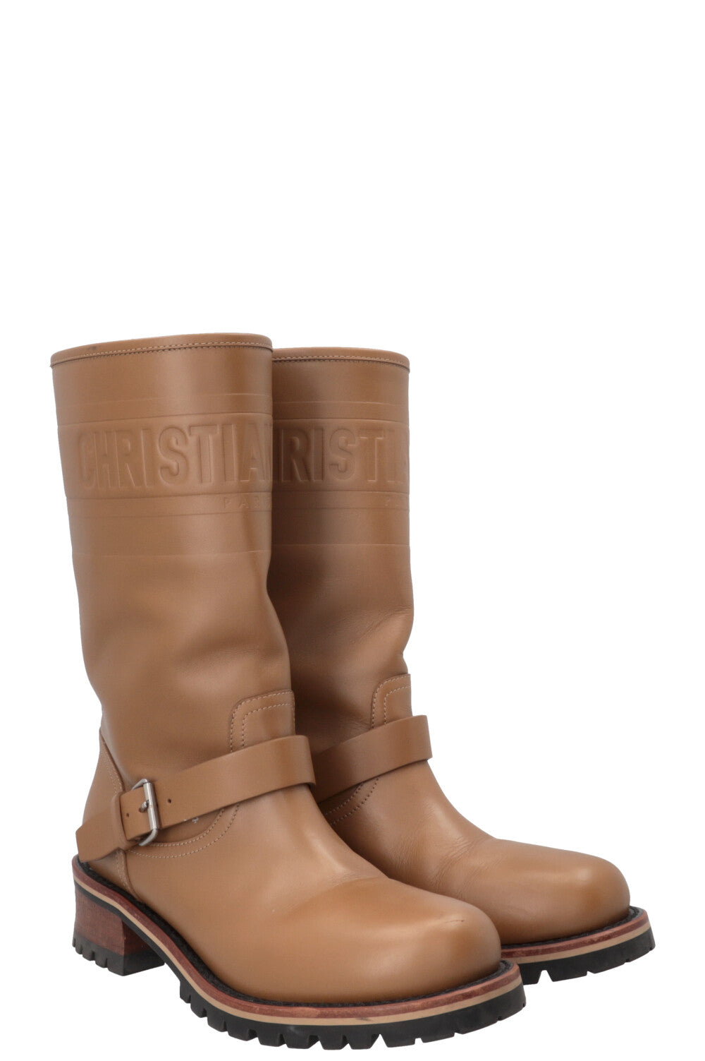 CHRISTIAN DIOR Bottines Quest en cuir camel