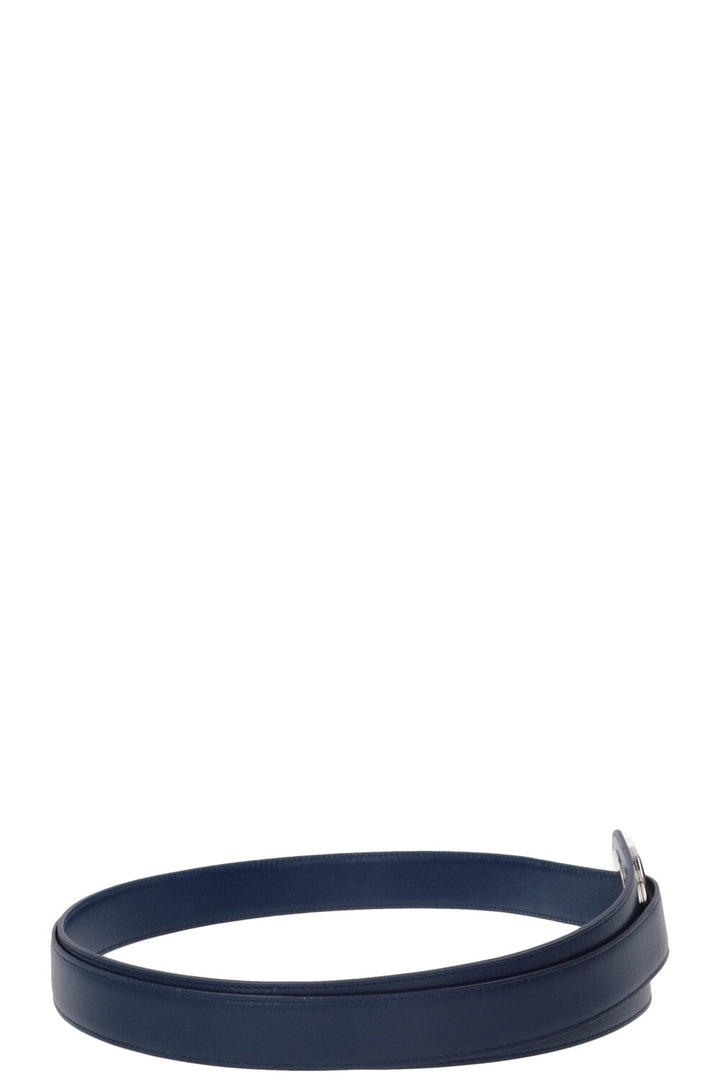CHRISTIAN DIOR Ring Wide Waist Belt Leather Blue