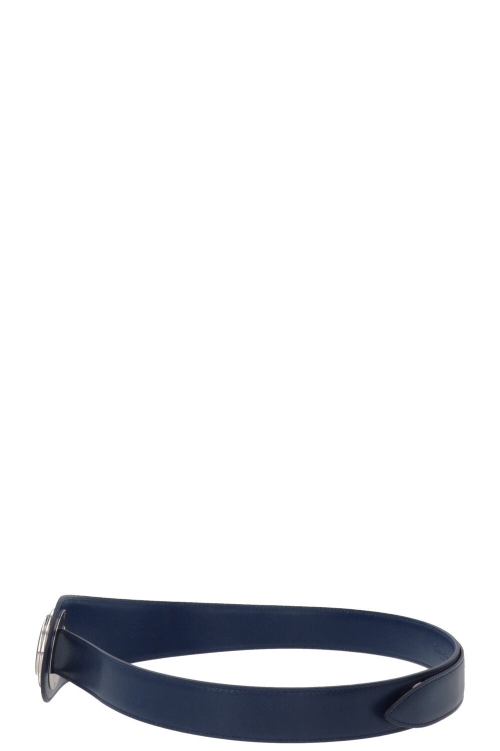 CHRISTIAN DIOR Ring Wide Waist Belt Leather Blue