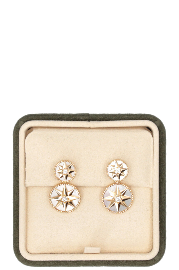 CHRISTIAN DIOR Rose Des Vents Earrings Mother Of Pearl 18k yellow gold White