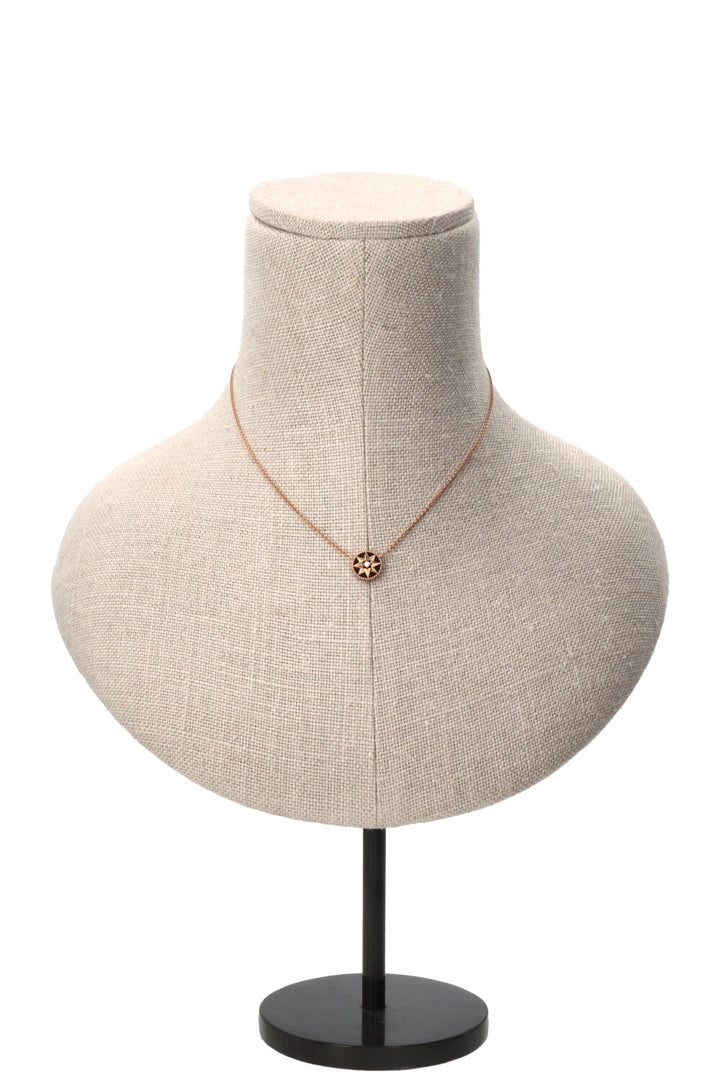 CHRISTIAN DIOR Rose des Vents Necklace 18k Rose Gold Onyx Black