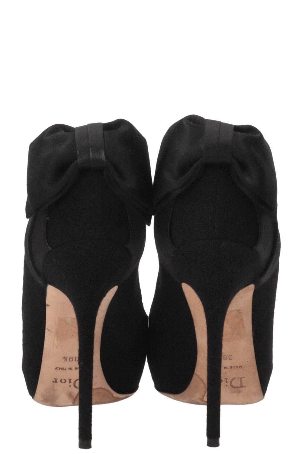 CHRISTIAN DIOR Satin Bow Heels Canvas Black