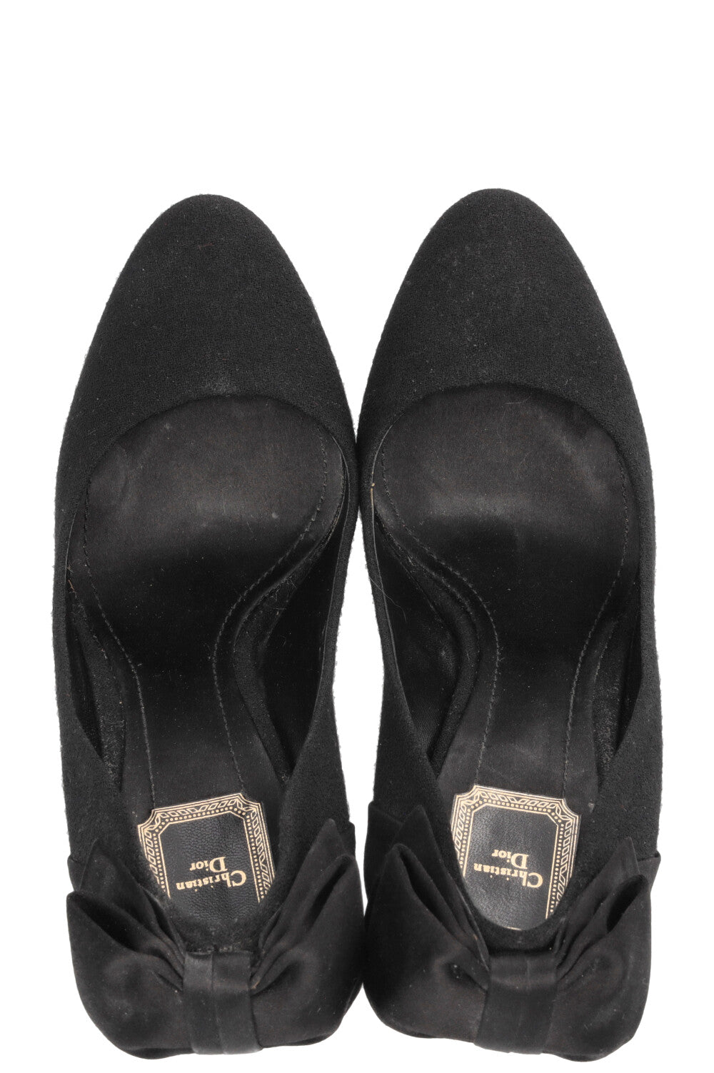 CHRISTIAN DIOR Satin Bow Heels Canvas Black