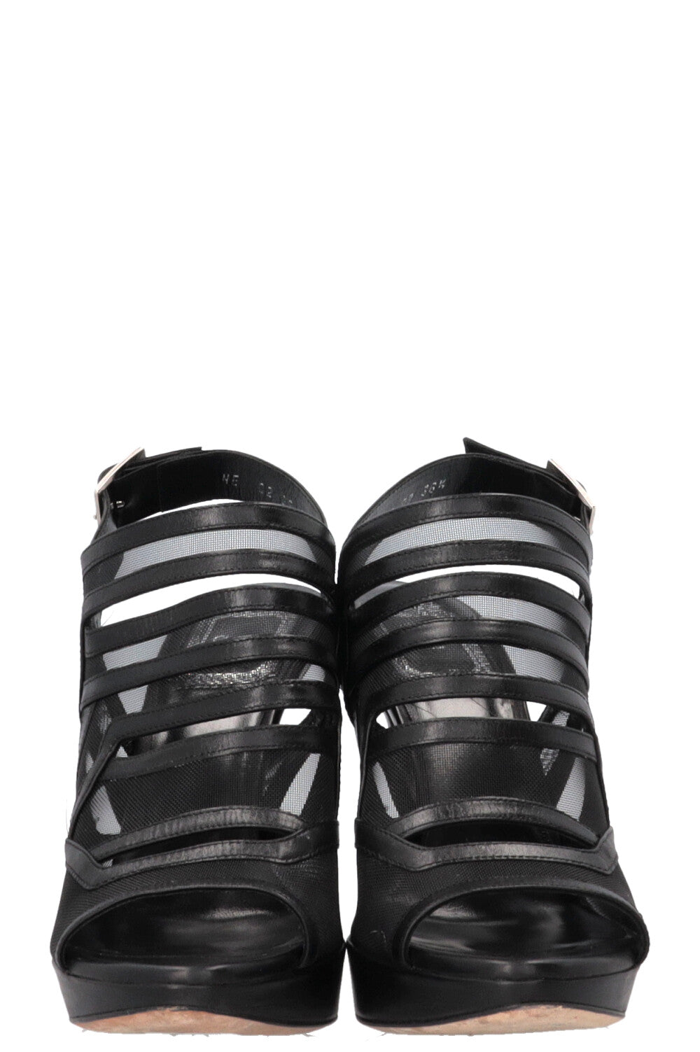 CHRISTIAN DIOR Slingback Sandals Mesh Leather Black