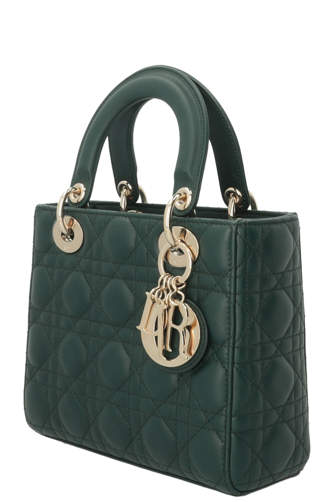 CHRISTIAN DIOR Small Lady Dior My ABCDior Bag Leather Dark green