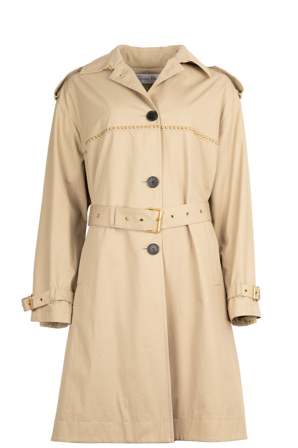 CHRISTIAN DIOR Studded Trench Coat Beige