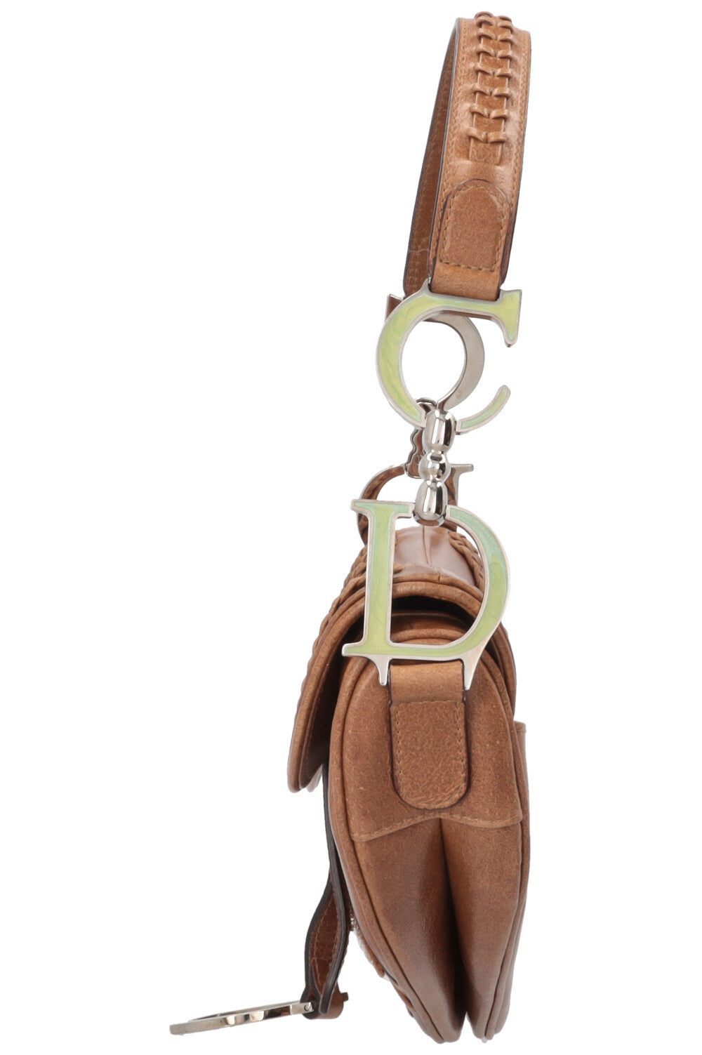 Sac Saddle vintage tressé CHRISTIAN DIOR en cuir marron