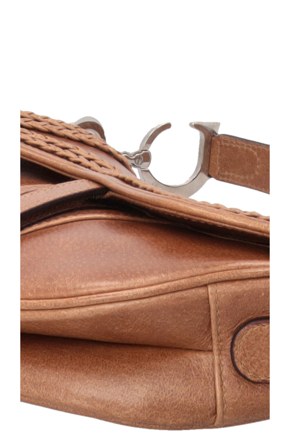 Sac Saddle vintage tressé CHRISTIAN DIOR en cuir marron