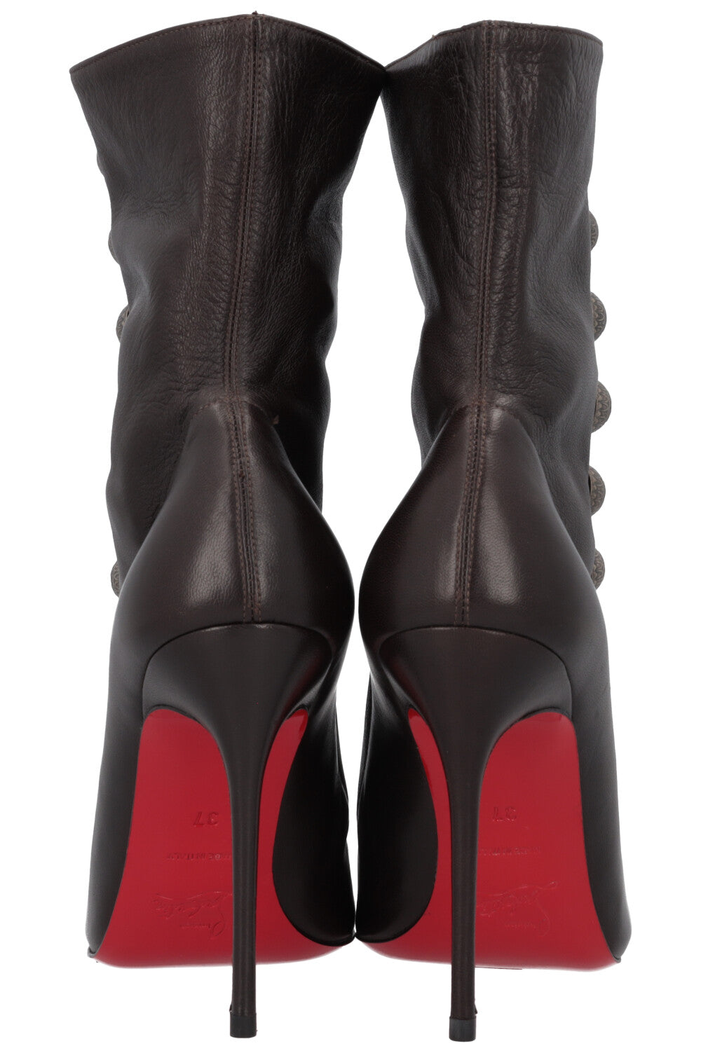 CHRISTIAN LOUBOUTIN Button Boots Leather Brown