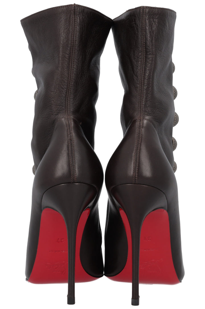 CHRISTIAN LOUBOUTIN Button Boots Leather Brown