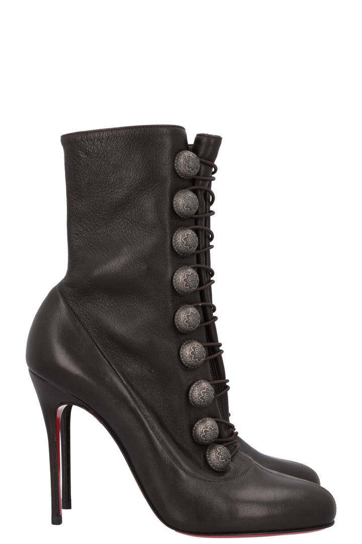 CHRISTIAN LOUBOUTIN Button Boots Leather Brown