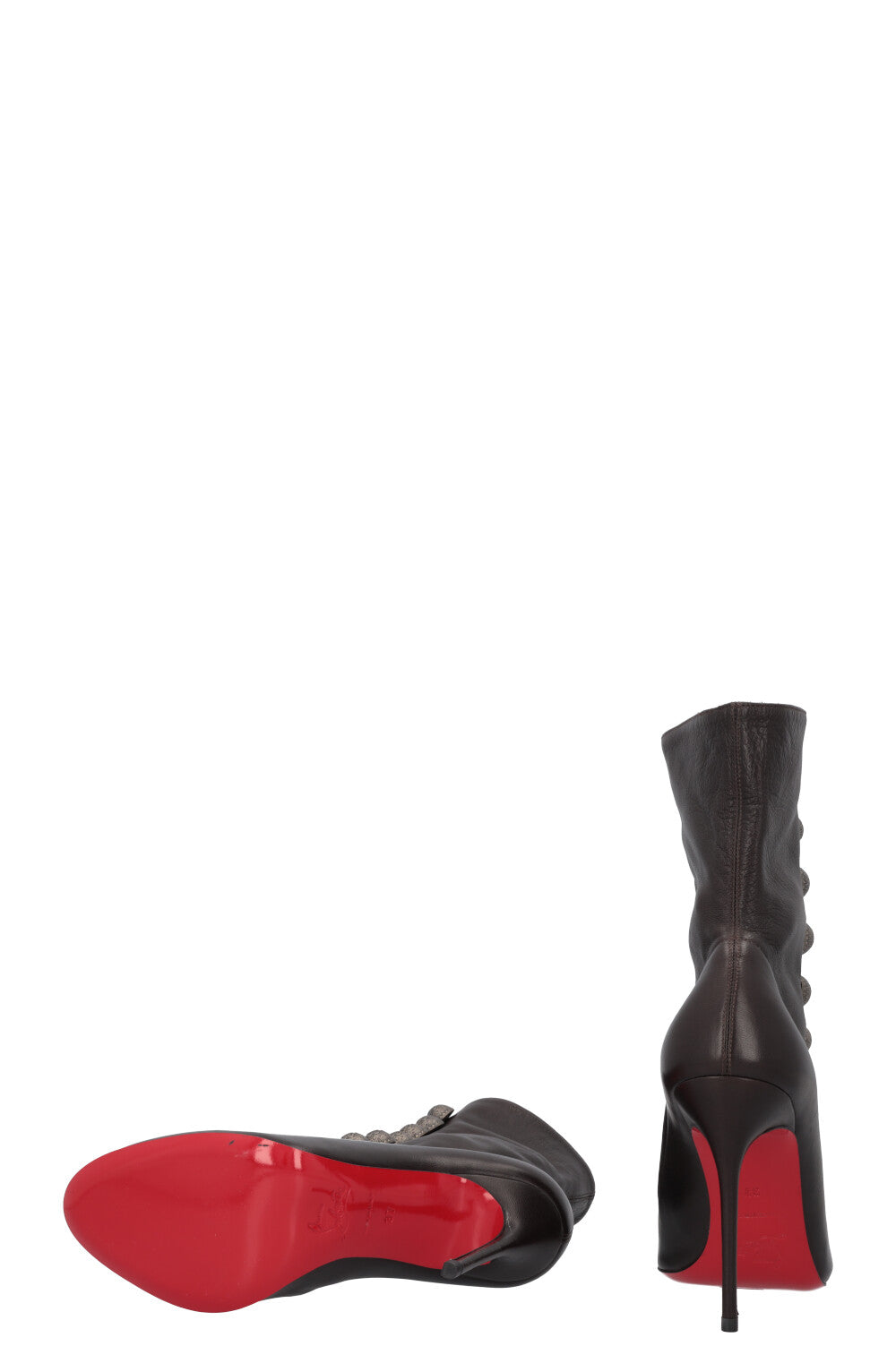 CHRISTIAN LOUBOUTIN Button Boots Leather Brown