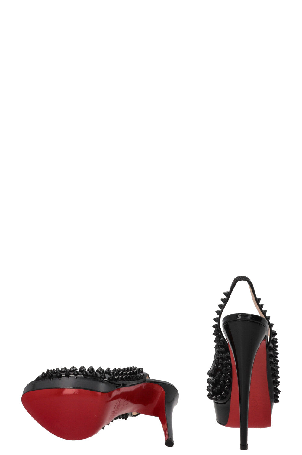 CHRISTIAN LOUBOUTIN Fetish Spike Slingbacks 140 Patent Black