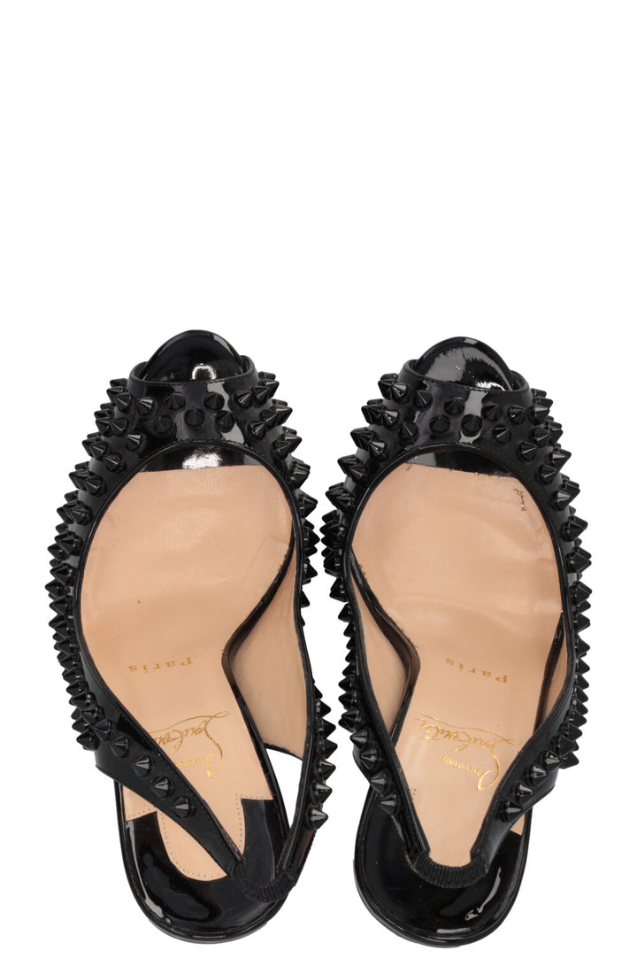 CHRISTIAN LOUBOUTIN Fetish Spike Slingbacks 140 Patent Black