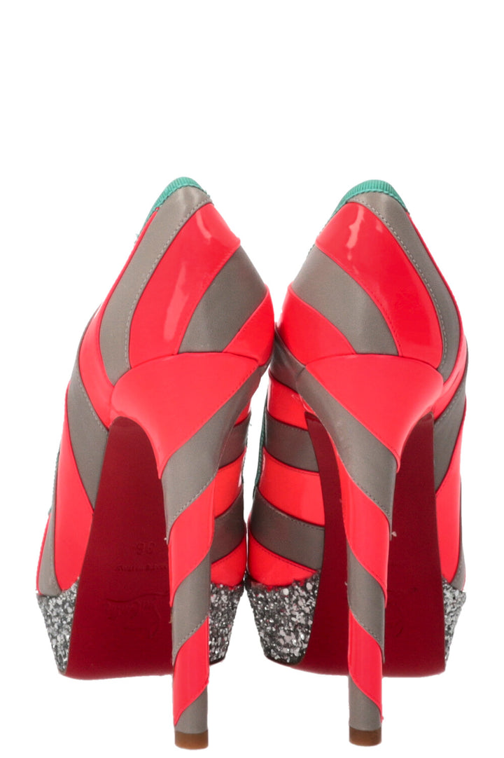 CHRISTIAN LOUBOUTIN Foraine Glitter Platform Pumps Grey Pink