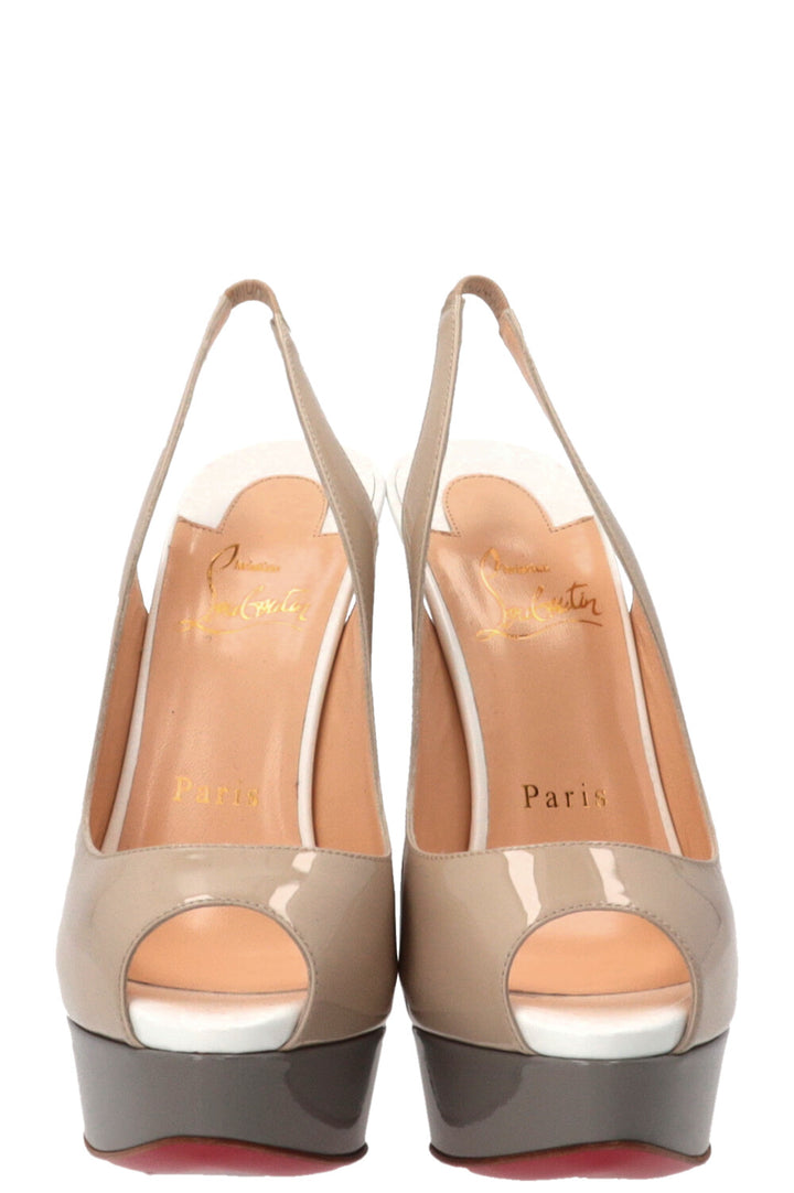 CHRISTIAN LOUBOUTIN Lady Peep Sling Escarpins 150 Cuir verni multicolore