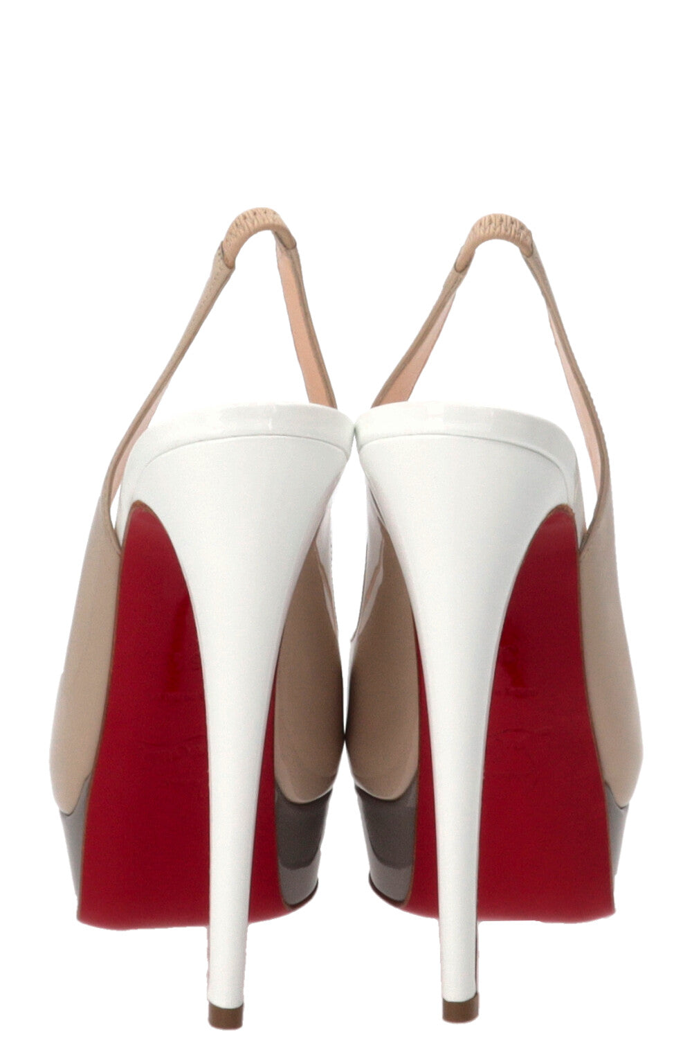 CHRISTIAN LOUBOUTIN Lady Peep Sling Escarpins 150 Cuir verni multicolore