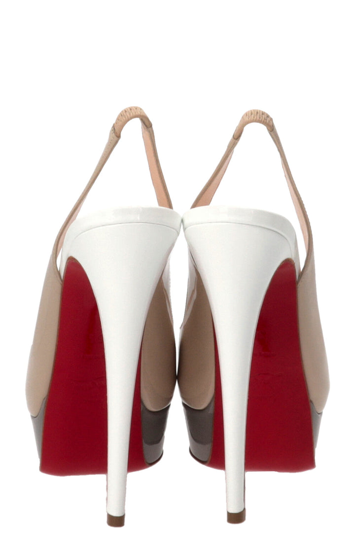 CHRISTIAN LOUBOUTIN Lady Peep Sling Escarpins 150 Cuir verni multicolore