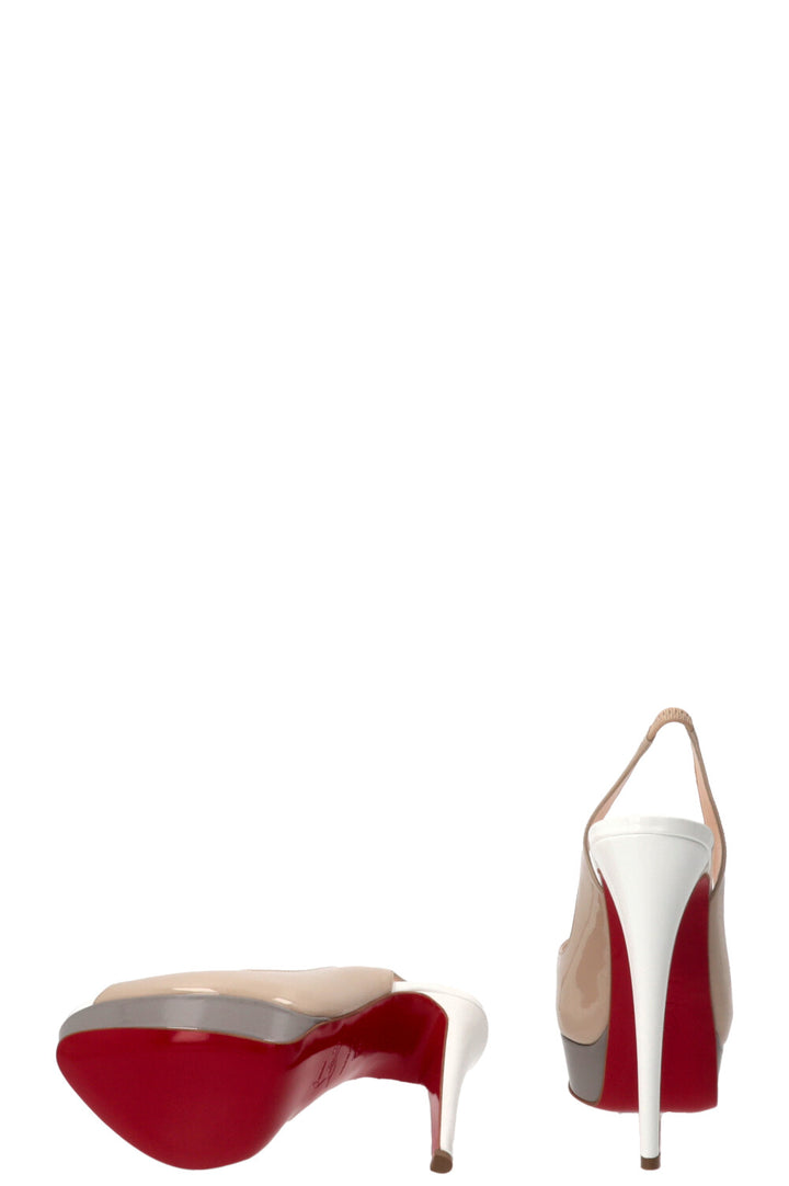 CHRISTIAN LOUBOUTIN Lady Peep Sling Escarpins 150 Cuir verni multicolore