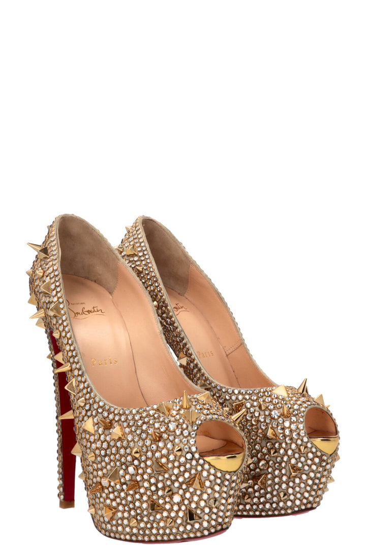 CHRISTIAN LOUBOUTIN Lady Peep Spikes Gold