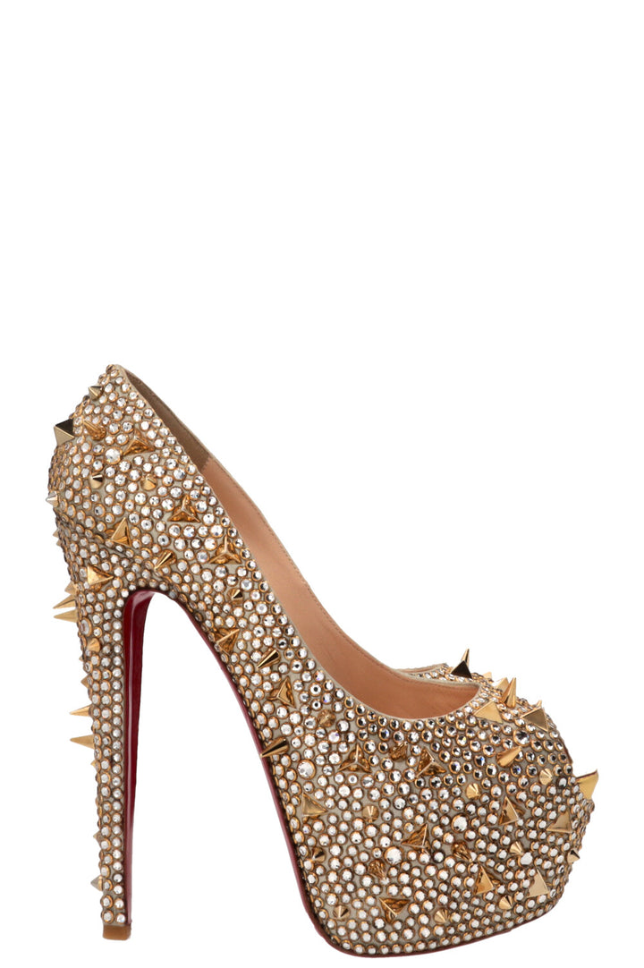 CHRISTIAN LOUBOUTIN Lady Peep Spikes Gold