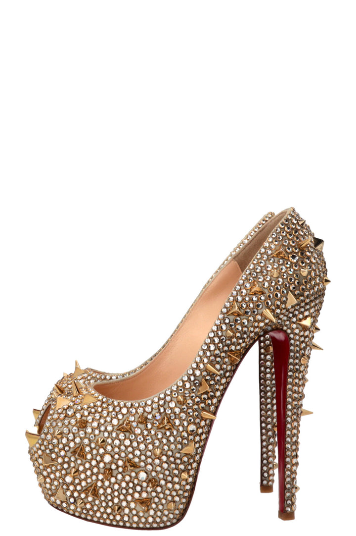 CHRISTIAN LOUBOUTIN Lady Peep Spikes Gold
