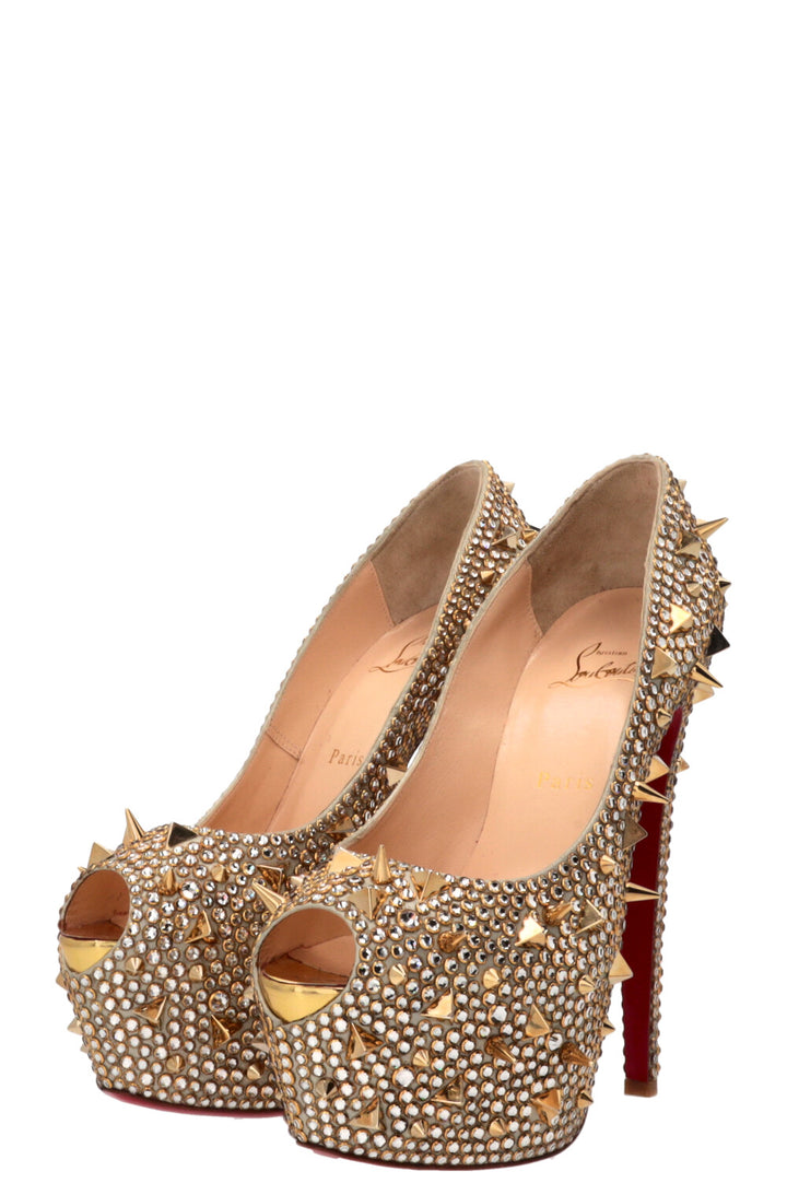 CHRISTIAN LOUBOUTIN Lady Peep Spikes Gold