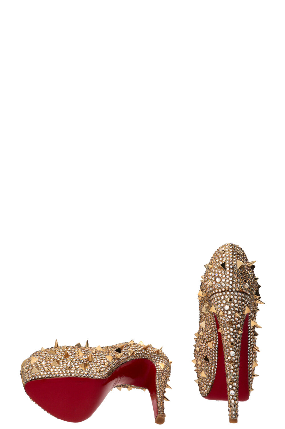 CHRISTIAN LOUBOUTIN Lady Peep Spikes Gold