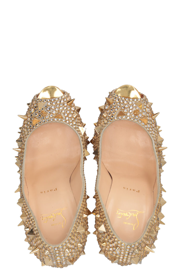 CHRISTIAN LOUBOUTIN Lady Peep Spikes Gold
