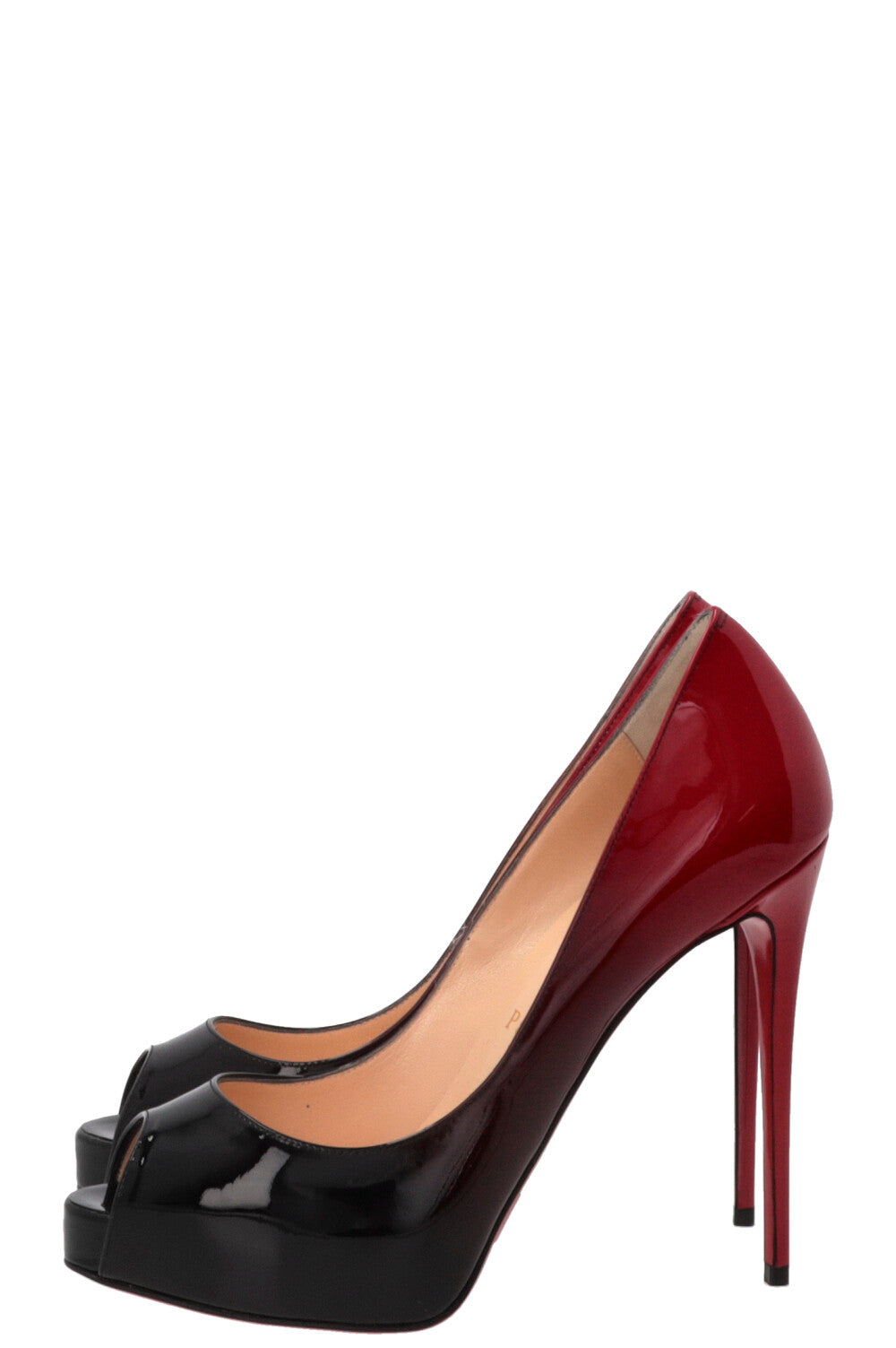 CHRISTIAN LOUBOUTIN New Very Prive Peep Plateau 120 Pump Patent Red Black
